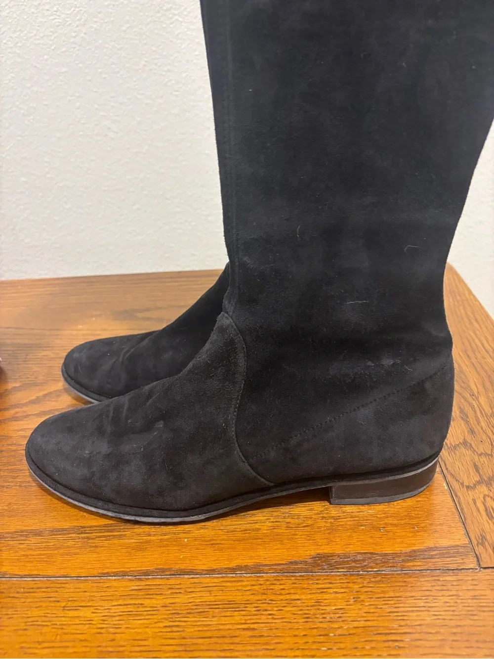 Stuart Weitzman Black Suede Over-the-Knee Tie-Back Boots